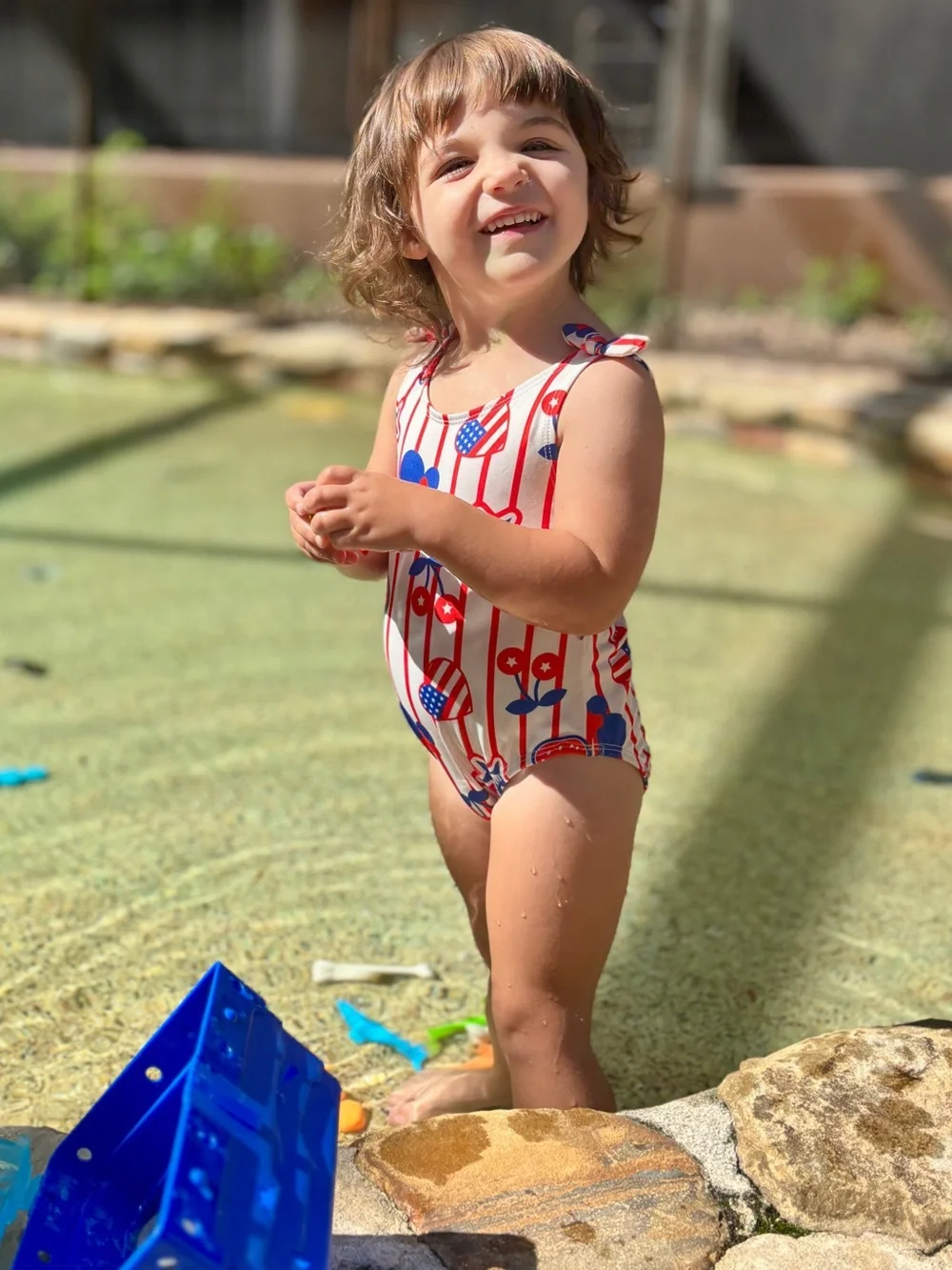 disney minnie mouse girls 2t patriotic red white blue one-piece swimsuit